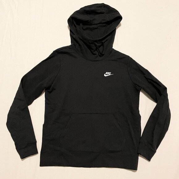 Nike Black Funnel Neck Pullover Logo Swoosh Sweatshirt Womems Medium - Picture 1 of 16